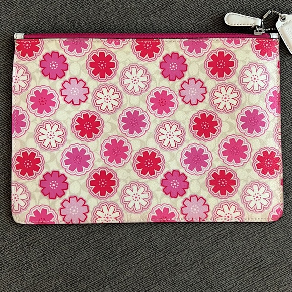 COACH Coated Leather Pink Floral Pouch, NWOT - Picture 3 of 7